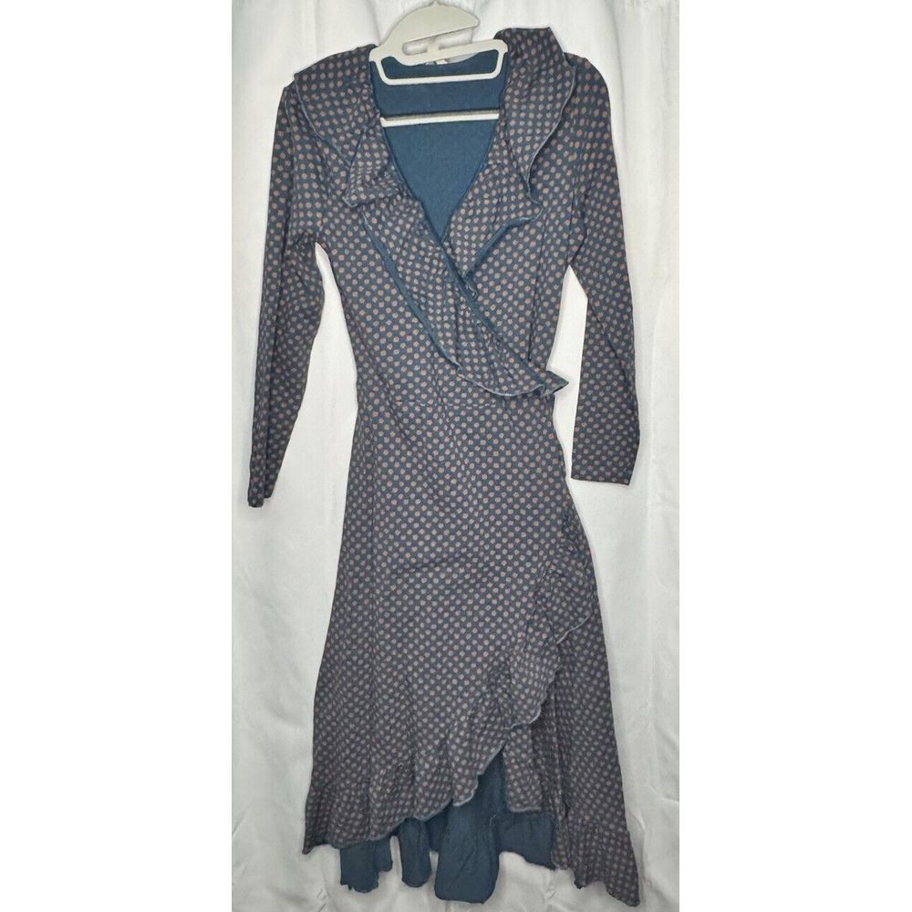 Matilda Jane Reunion Wrap Midi Dress Women's Blue Orange Cotton Ruffled Size S